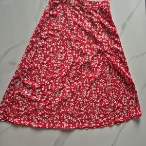 SHEIN Red Floral A-Line Skirt